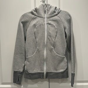 lululemon athletica Scuba Hoodie, Size 6, light Grey Micro Stripe & Grey